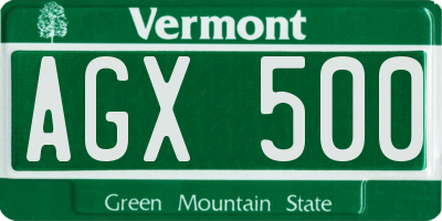VT license plate AGX500