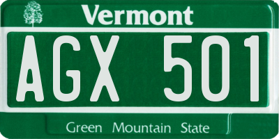 VT license plate AGX501