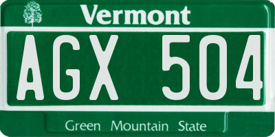 VT license plate AGX504