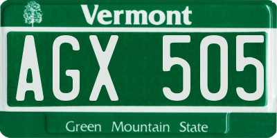 VT license plate AGX505