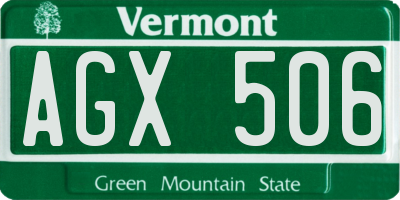VT license plate AGX506