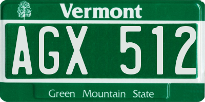 VT license plate AGX512