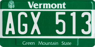 VT license plate AGX513