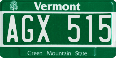 VT license plate AGX515