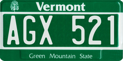 VT license plate AGX521