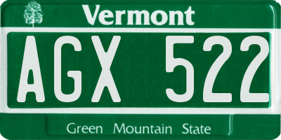 VT license plate AGX522