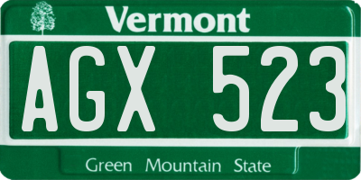 VT license plate AGX523