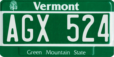 VT license plate AGX524
