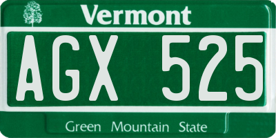 VT license plate AGX525