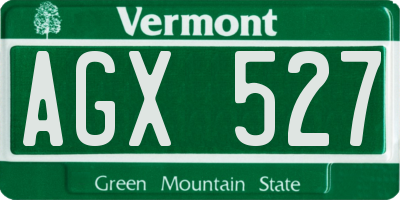 VT license plate AGX527