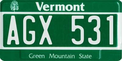 VT license plate AGX531