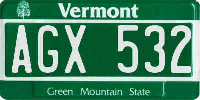VT license plate AGX532