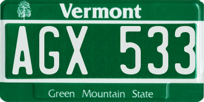 VT license plate AGX533