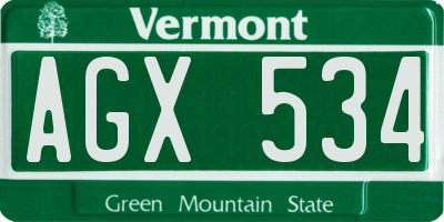 VT license plate AGX534