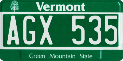 VT license plate AGX535