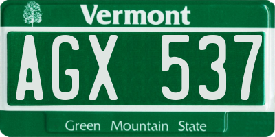 VT license plate AGX537