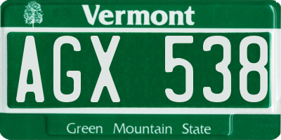 VT license plate AGX538