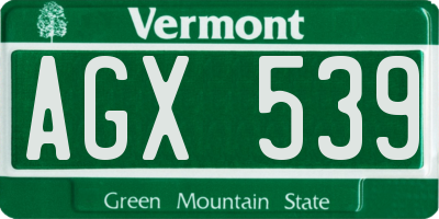 VT license plate AGX539
