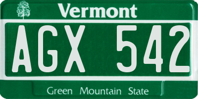 VT license plate AGX542