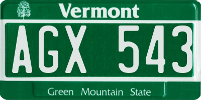 VT license plate AGX543