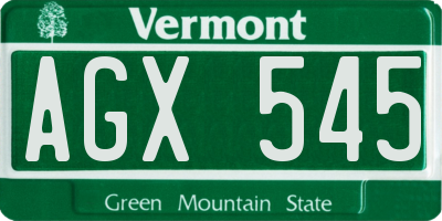 VT license plate AGX545