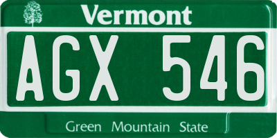 VT license plate AGX546