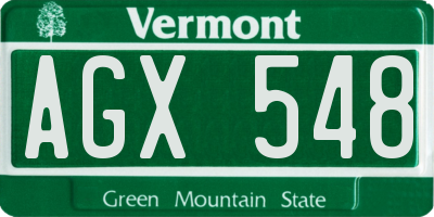VT license plate AGX548