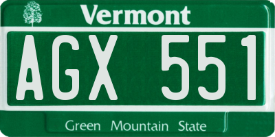 VT license plate AGX551