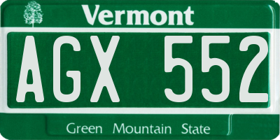 VT license plate AGX552
