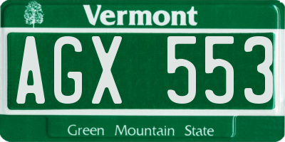 VT license plate AGX553