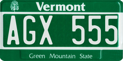 VT license plate AGX555