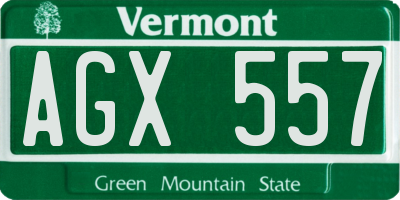 VT license plate AGX557