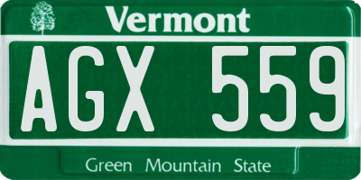 VT license plate AGX559