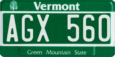 VT license plate AGX560