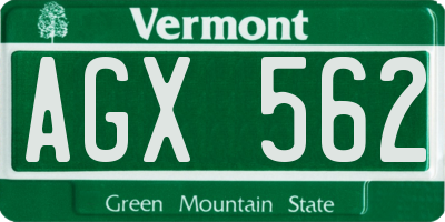 VT license plate AGX562