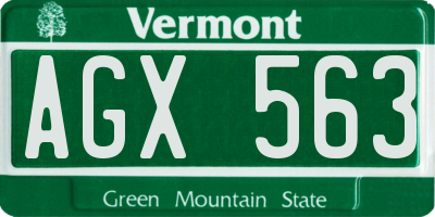 VT license plate AGX563