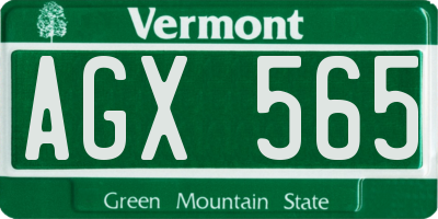 VT license plate AGX565