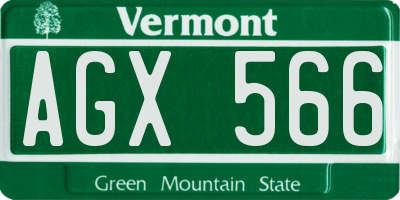VT license plate AGX566