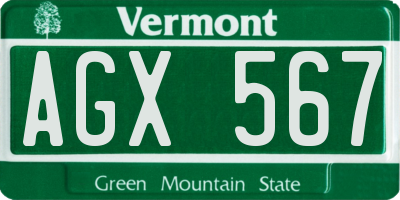 VT license plate AGX567
