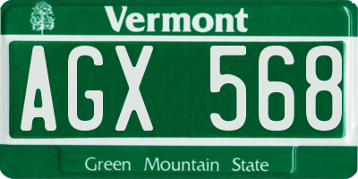 VT license plate AGX568