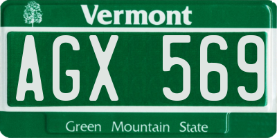 VT license plate AGX569