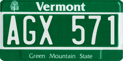 VT license plate AGX571