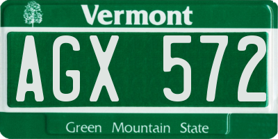 VT license plate AGX572