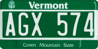 VT license plate AGX574