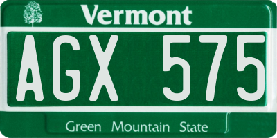 VT license plate AGX575