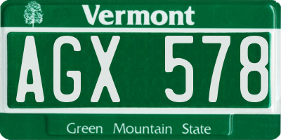 VT license plate AGX578