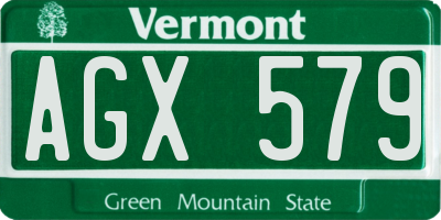 VT license plate AGX579