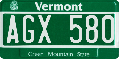 VT license plate AGX580