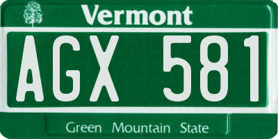 VT license plate AGX581
