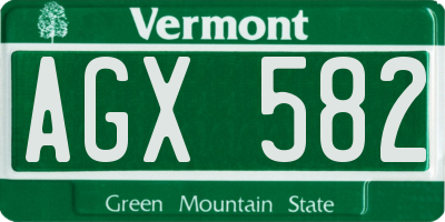 VT license plate AGX582